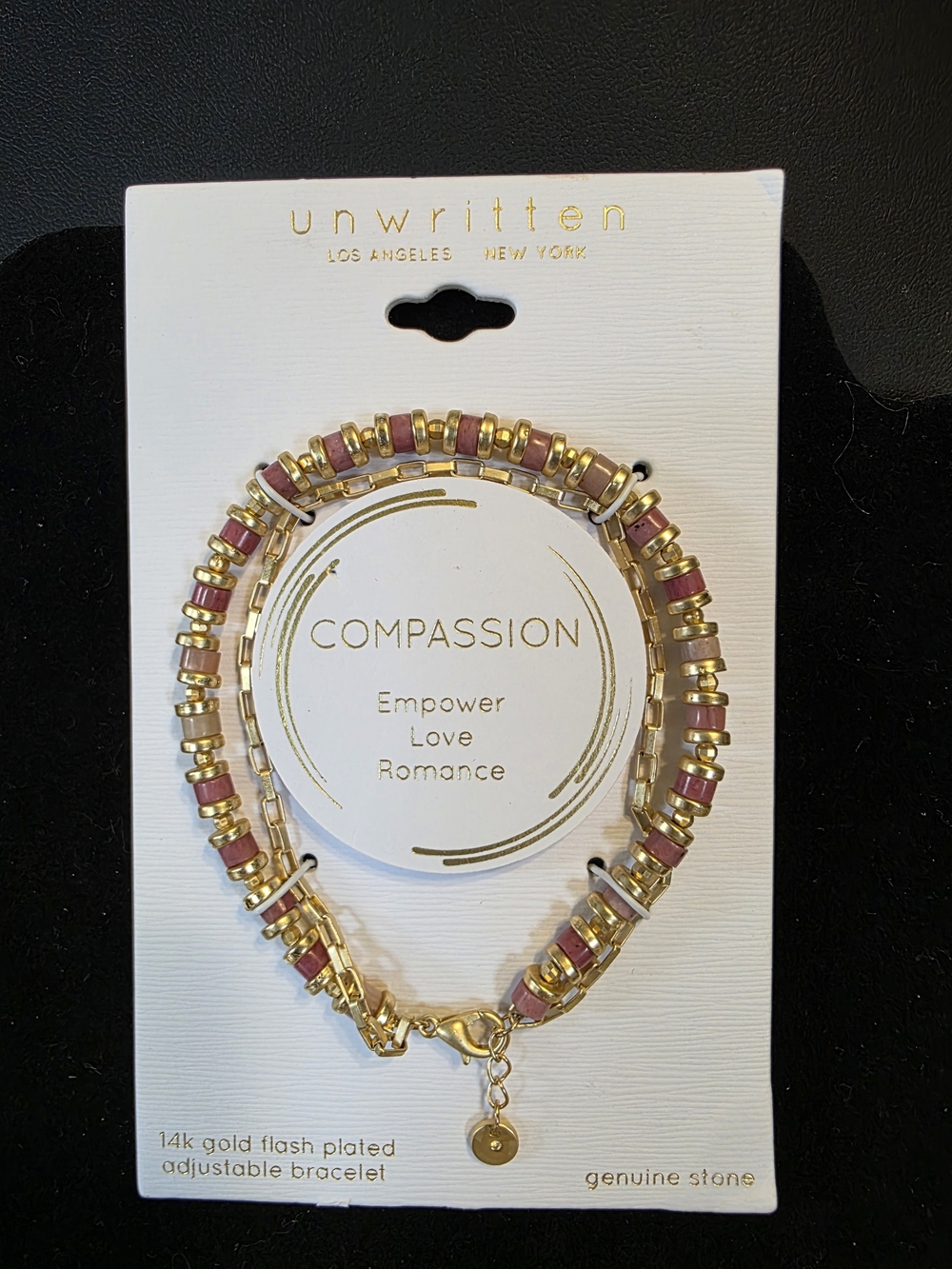#317 Unwritten Pink and Gold Compassion Stackable Bracelet